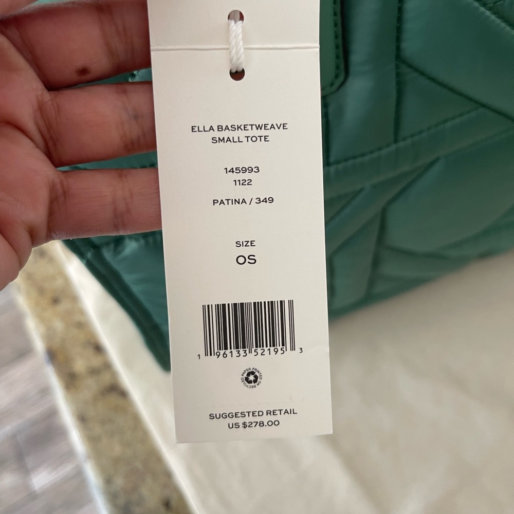 New Tory Burch Ella Basketweave Small Tote - Picture 4 of 8